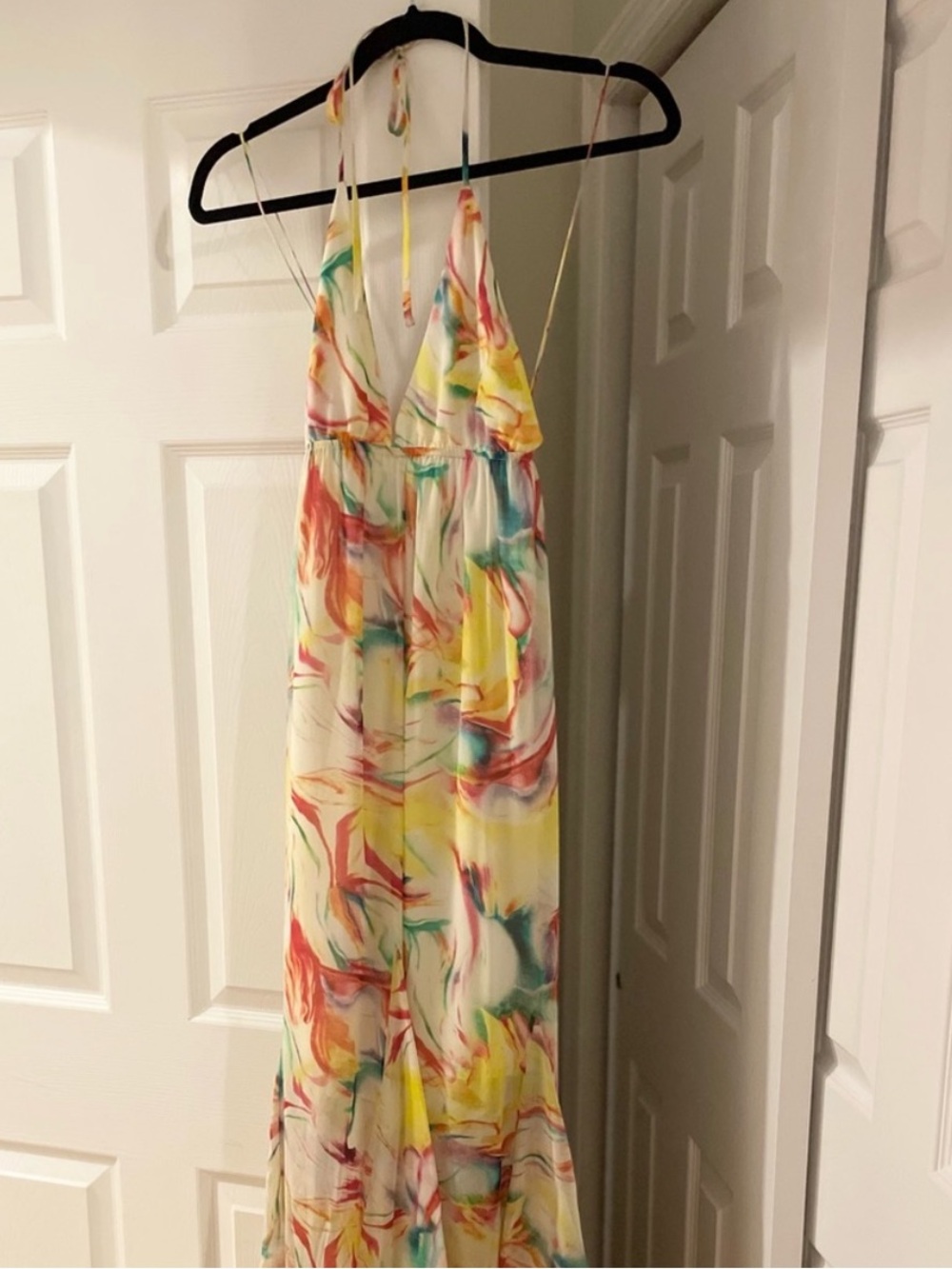 Alice + Olivia White Multicolor Halter Maxi Dress